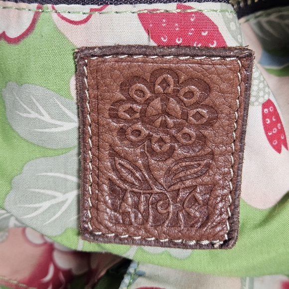 Vintage Lucky Brand Brown Distressed Pebbled Leather Drawstring Shoulder Bag - Picture 8 of 9